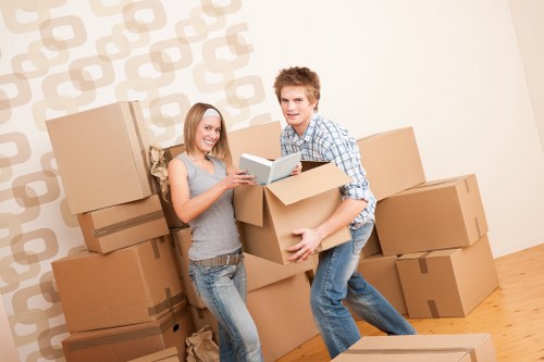 Packed boxes and furniture ready for transport in Balham